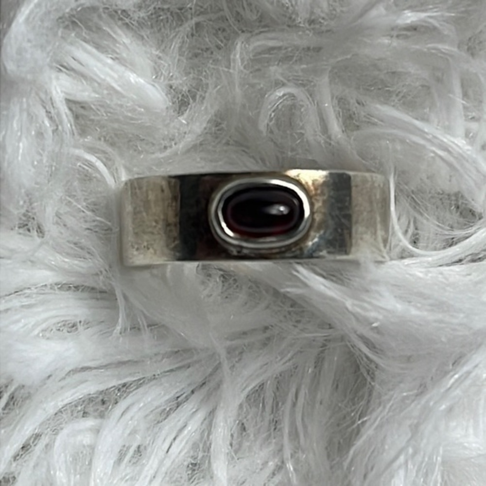 SS ring, precious gemstone, size 7-1/2-7-3/4.
